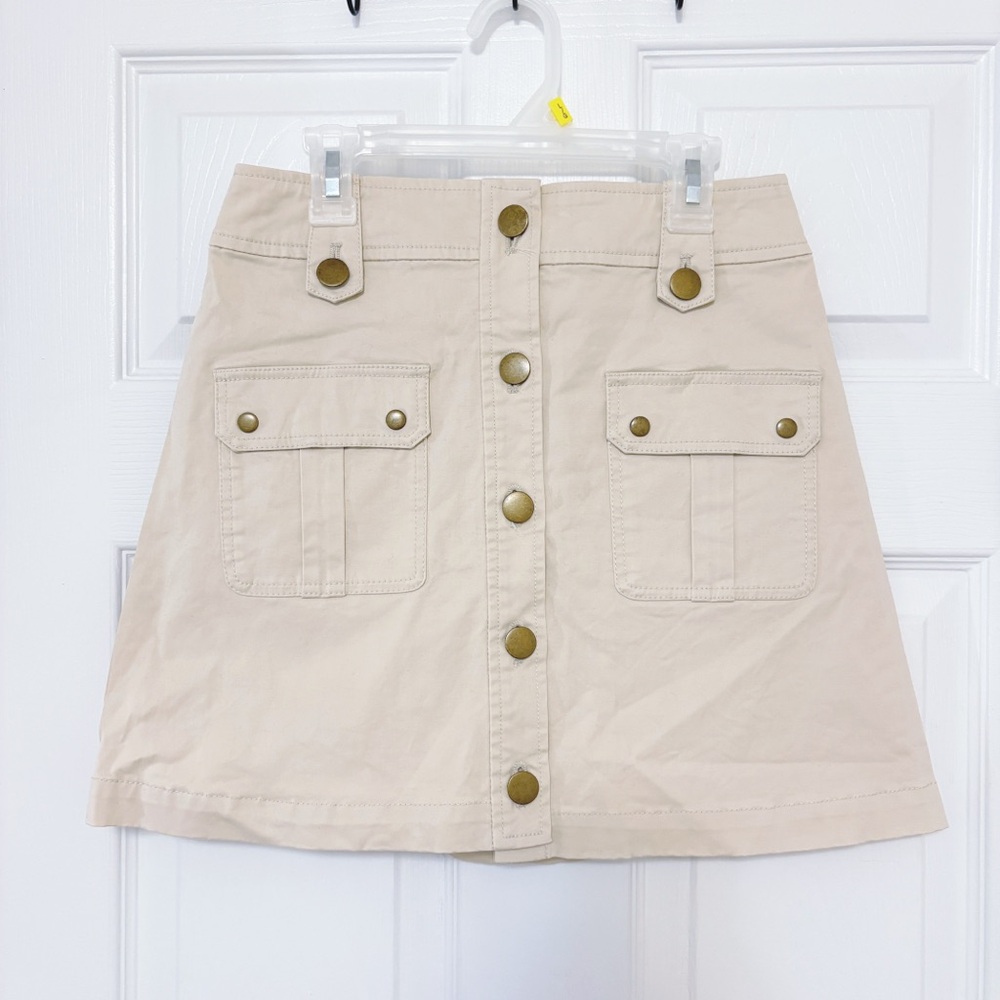 LIZ LISA Cream Button-Front A-Line Mini Skirt Size XS Spring Fall Kawaii Japan